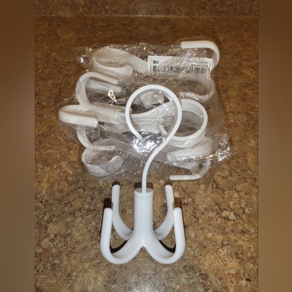 Other - White Plastic 360-degree Rotating Closet Organizer Hanger with 4 Hooks: 5 Pcs